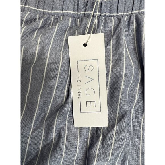 Sage Strapless Bandeau Ruffle Crop Top~Size Medium~Blue White Stripe Sexy Casual - Picture 3 of 6